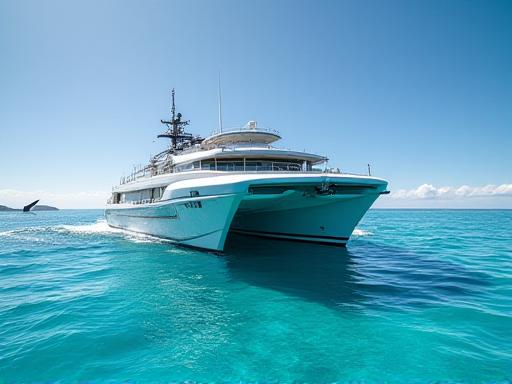 Modern marine research vessel at sea